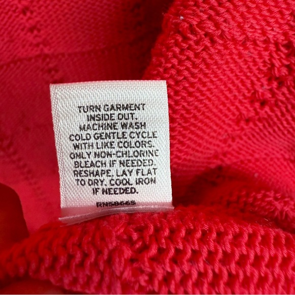 Amber Sun Red 100% Cotton Textured Grid Knit Cardigan, Size XL - Picture 5 of 7